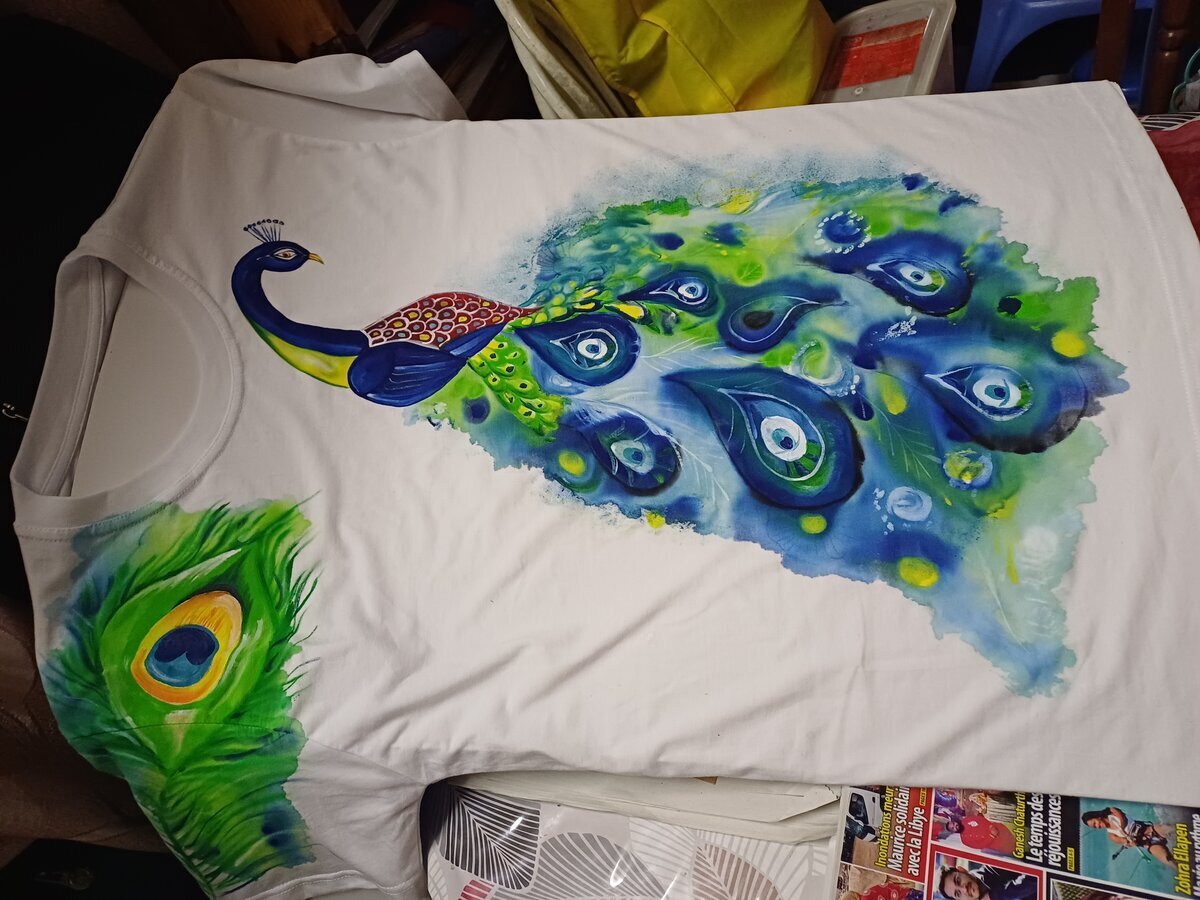 Peacock painted t-shirt